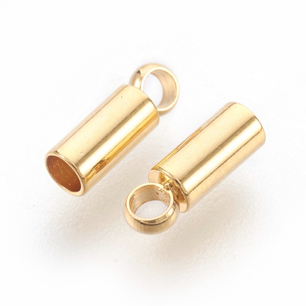 Embout de cordon, INOX doré, 8x2.5mm, Trou: 1.5mm, diamètre intérieur: 2 mm