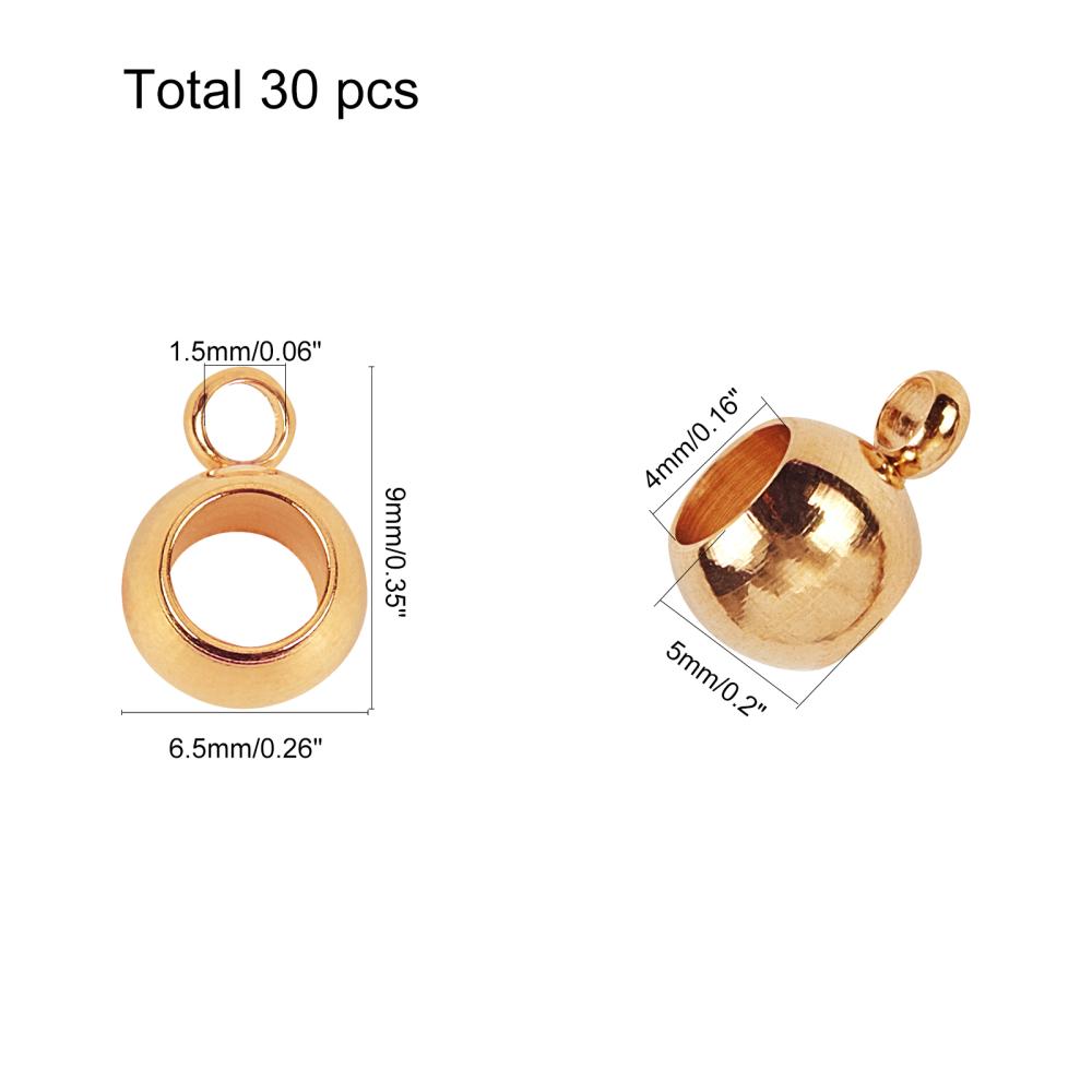 Cache noeud, INOX doré, 9x6.5x5mm, trou 1,5 mm, diamètre intérieur 4 mm