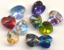 [w/coeab] Pendentif Swarovski coeur 8x8x3mm, trou 0,5mm, 1 face lustrée (rose)