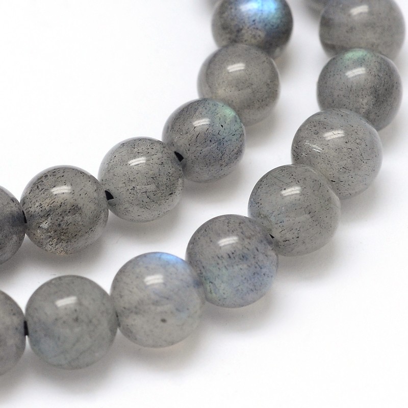 Pierre Labradorite noire/larvikite, grade AAA, naturelle, ronde, 6mm, trou 1mm