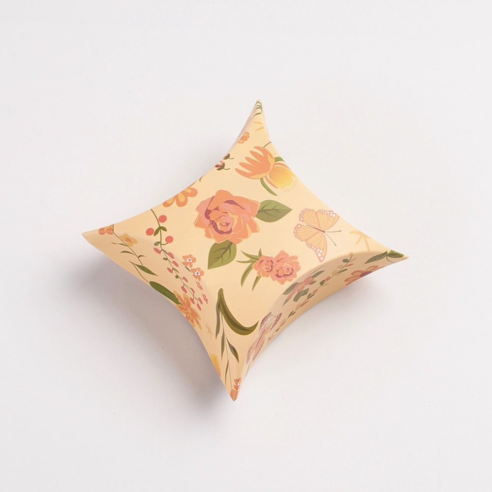 Coffrets cadeaux en papier carton vintage fleurs - 8.3x8.4cm