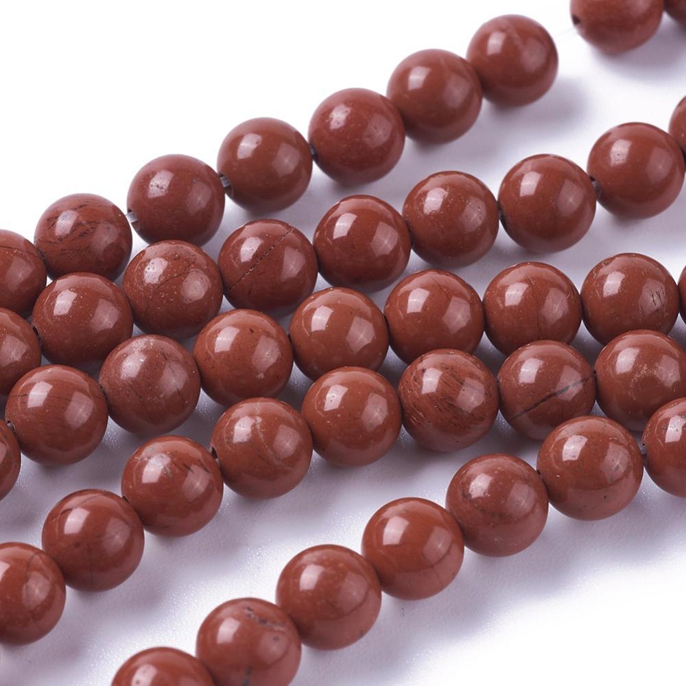Pierre Jaspe rouge, naturelle, Grade A, ronde, 8mm, trou 1mm