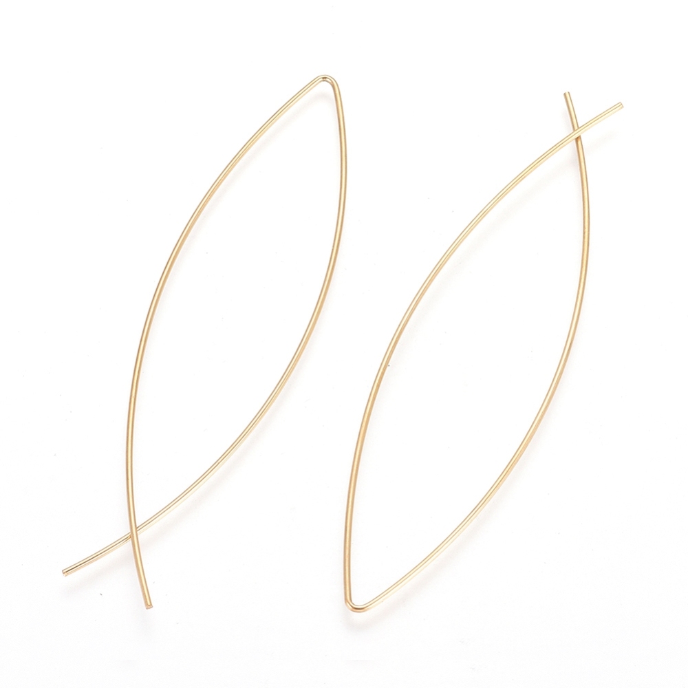 Boucles d'oreilles INOX doré, placage ionique, minimalistes, poisson 60x15mm, la paire