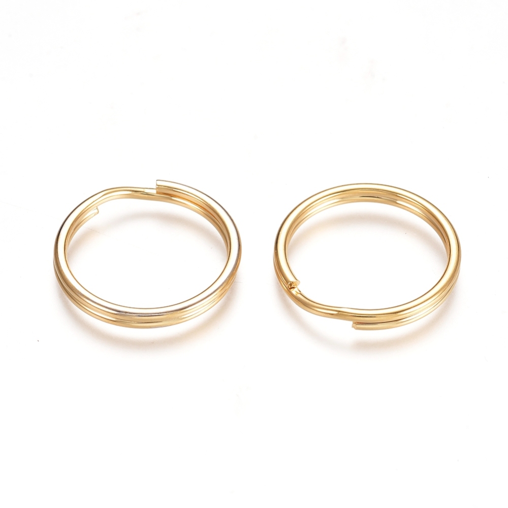Anneaux double INOX dorés, porte clé, rond, diam. 18mm, ép. 2,5mm, x10 pièces