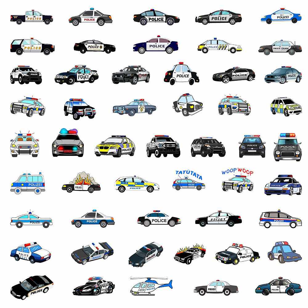 Stickers autocollants "police", 40/80mm chaque pièce x 50pièces