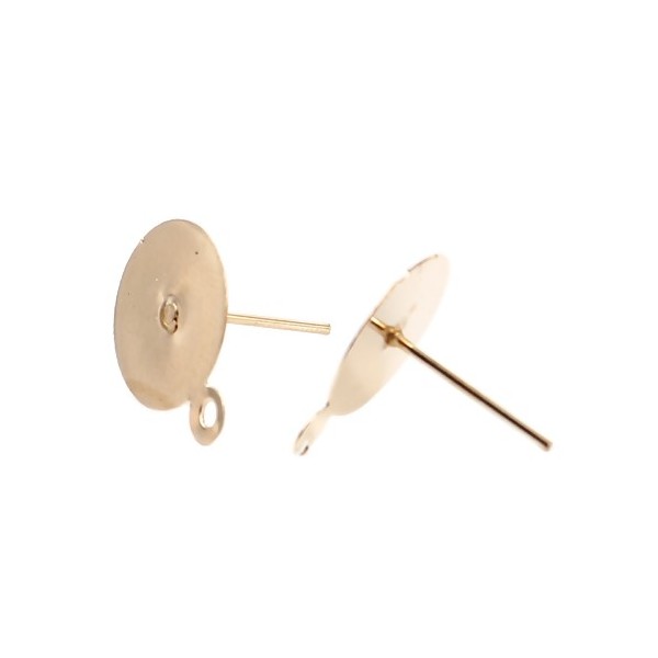 Puce boucle d'oreille avec boucle, laiton, doré, support plat 6mm, boucle trou 1.2mm la paire
