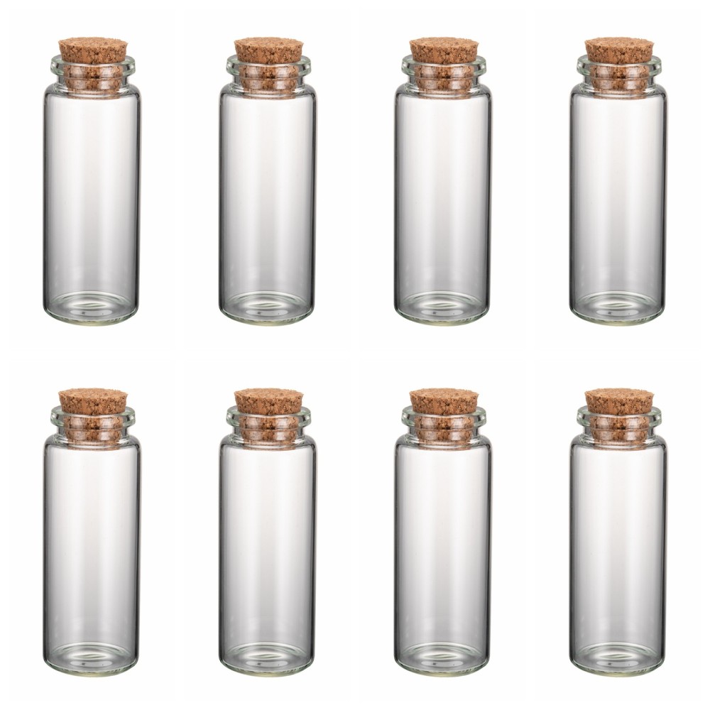 Fioles en verre avec bouchon en liège, 70x27mm, ouverture 2cm, 18ml, x100 pièces