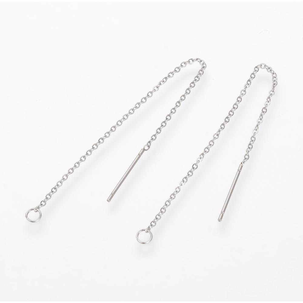 Fils d'oreille INOX argenté, 98x0,5mm, tige 0,7mm, x10 pièces
