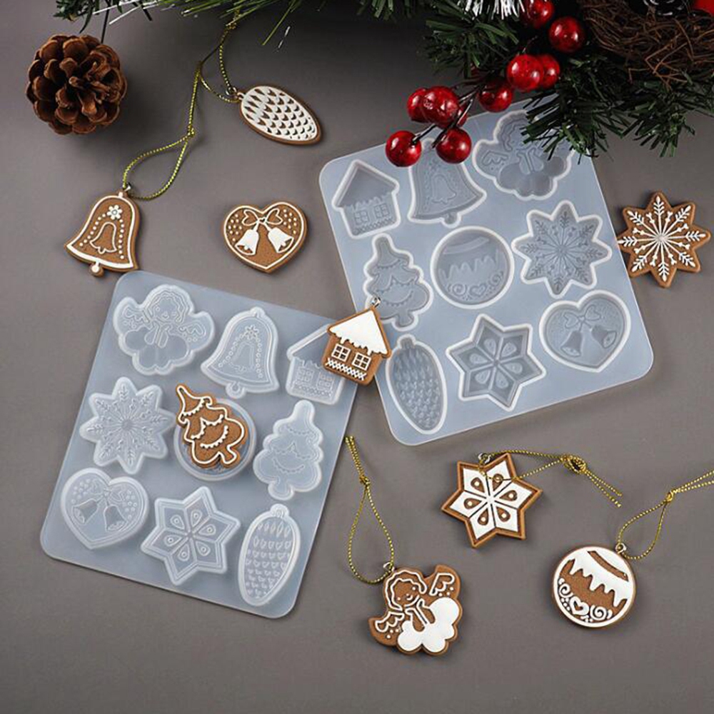 Moule en silicone, lot thème noël, 1 plaque/9 modèles, 130x115mm