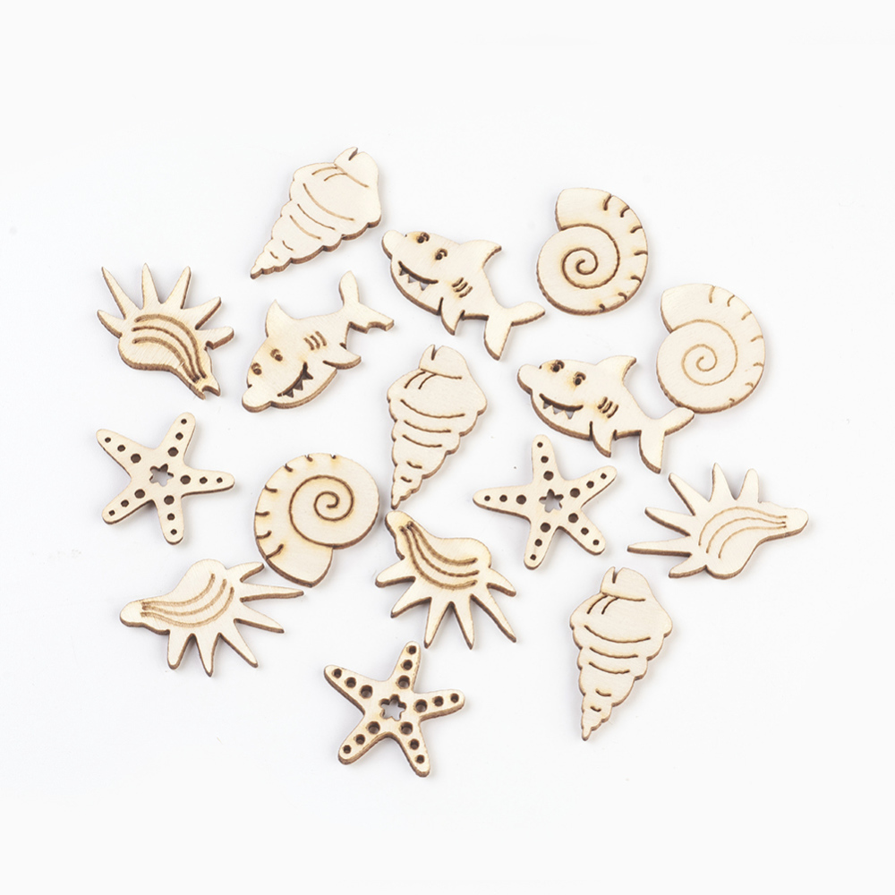 Pièces de bois, motifs océan, 2-3 cm, l'unité