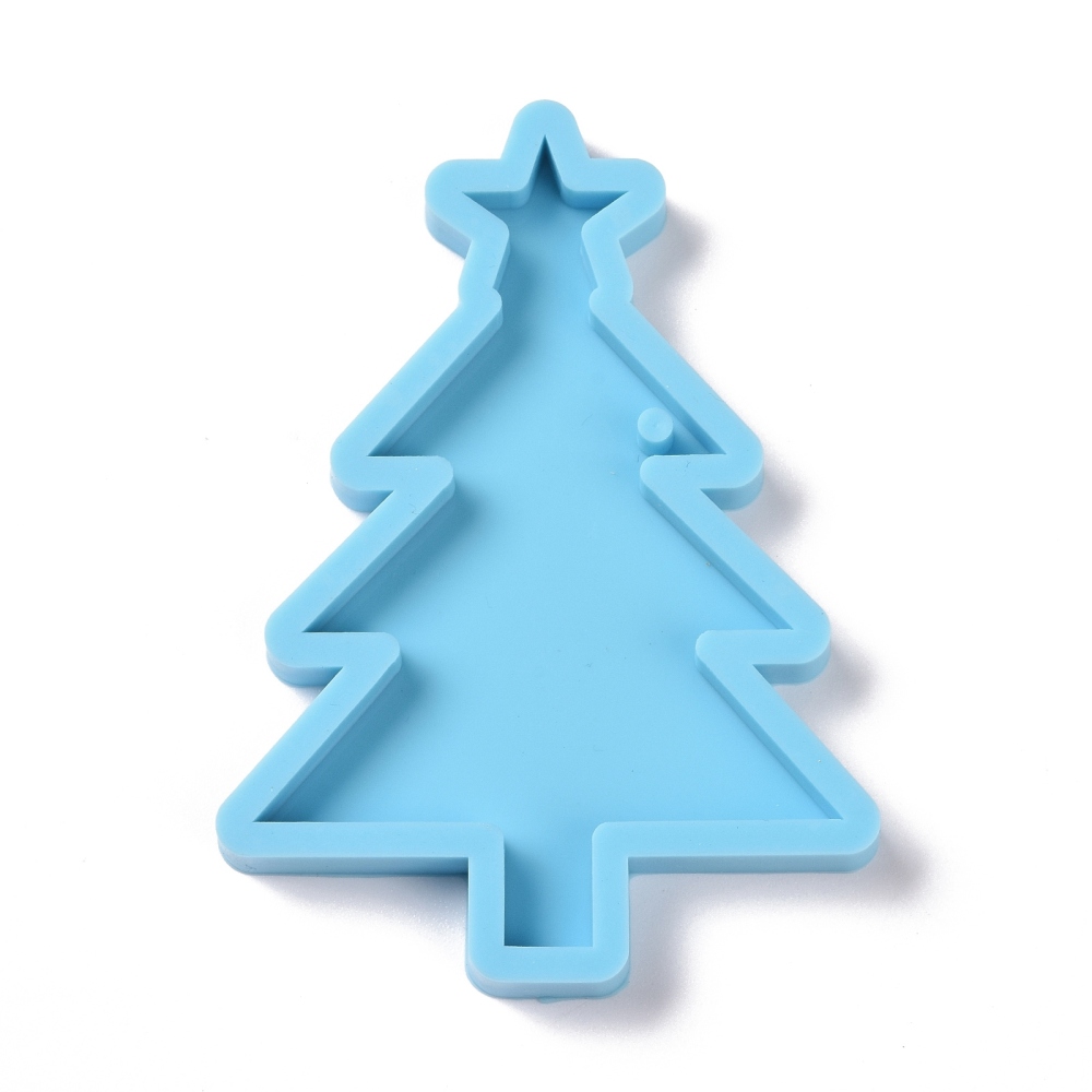Moule en silicone, rectangle, sapin de Noël, 81x58x7mm, Trou: 3mm