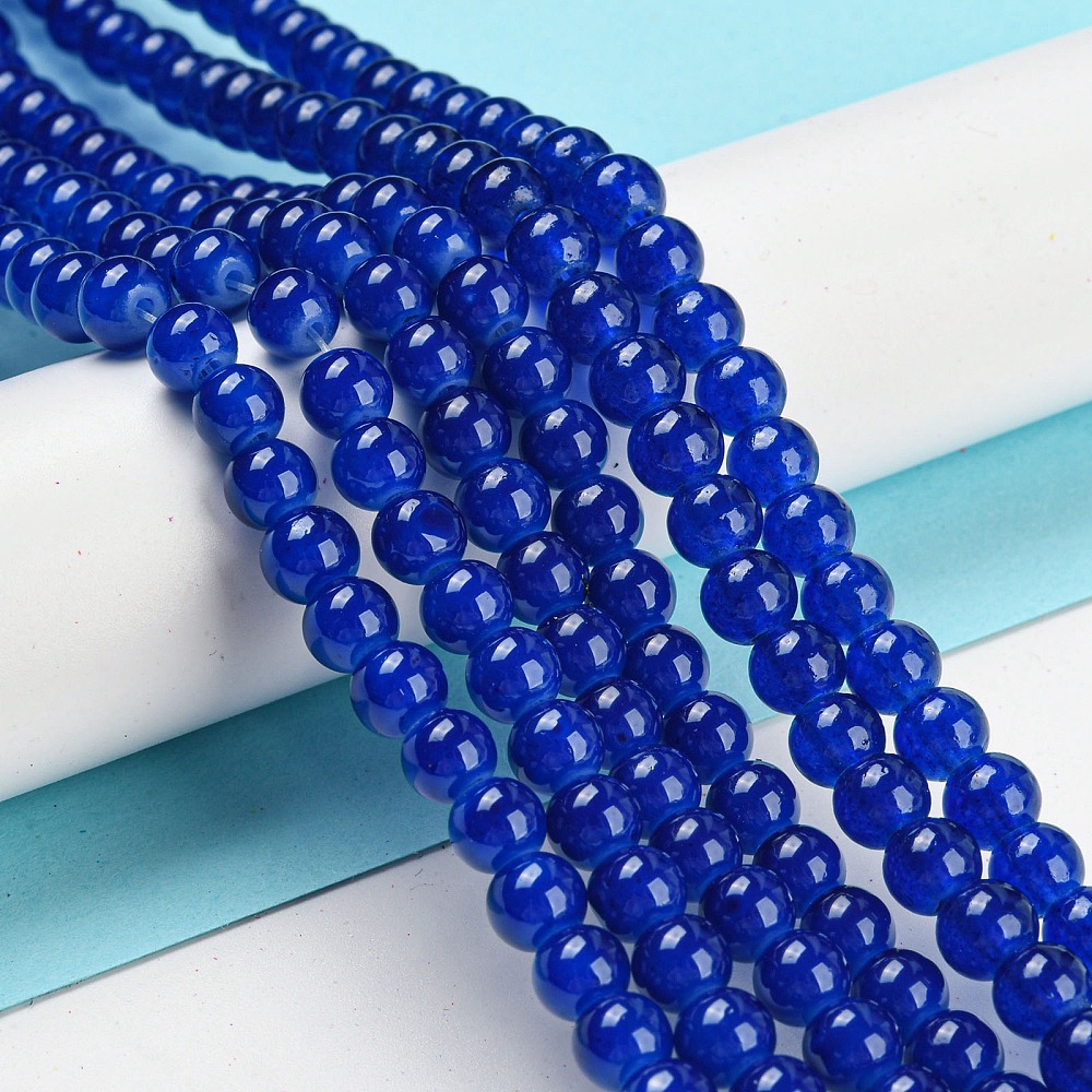 Perles en verre fantaisie, 6,5mm, trou 1,5mm, le brin d'env. 145 pièces, coloris au choix