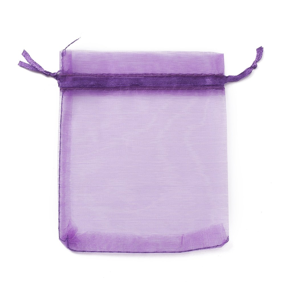 Pochette cadeau en organza, violet foncé, 12x9 cm
