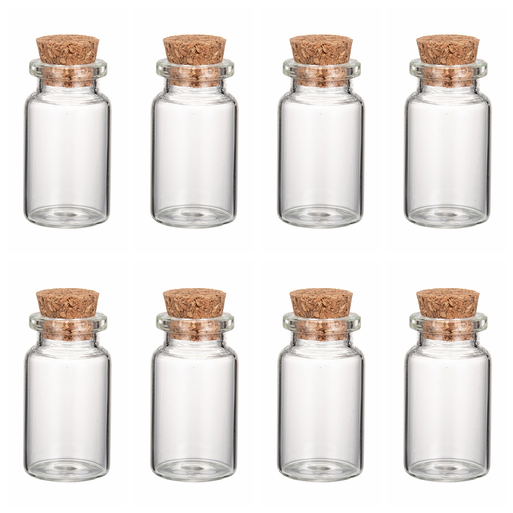 Fioles en verre avec bouchon en liège 40x22mm, ouverture 1,3cm, 10ml, x100 pièces