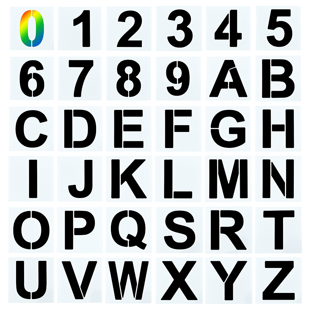Pochoirs alphabet & chiffres, hauteur env. 10 cm, 36 pièces