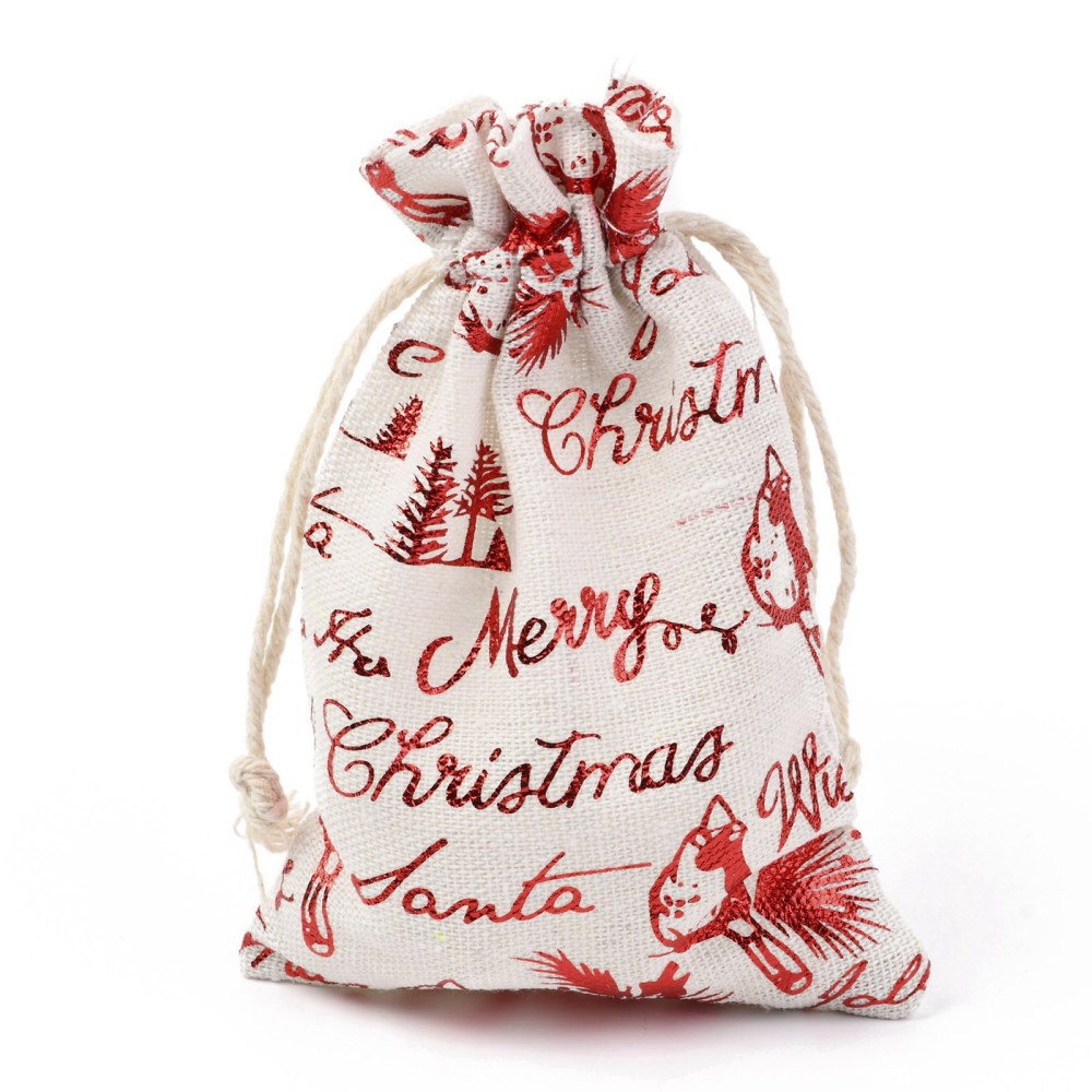 Pochette en polycoton, thème festif Noël, 14x10 cm