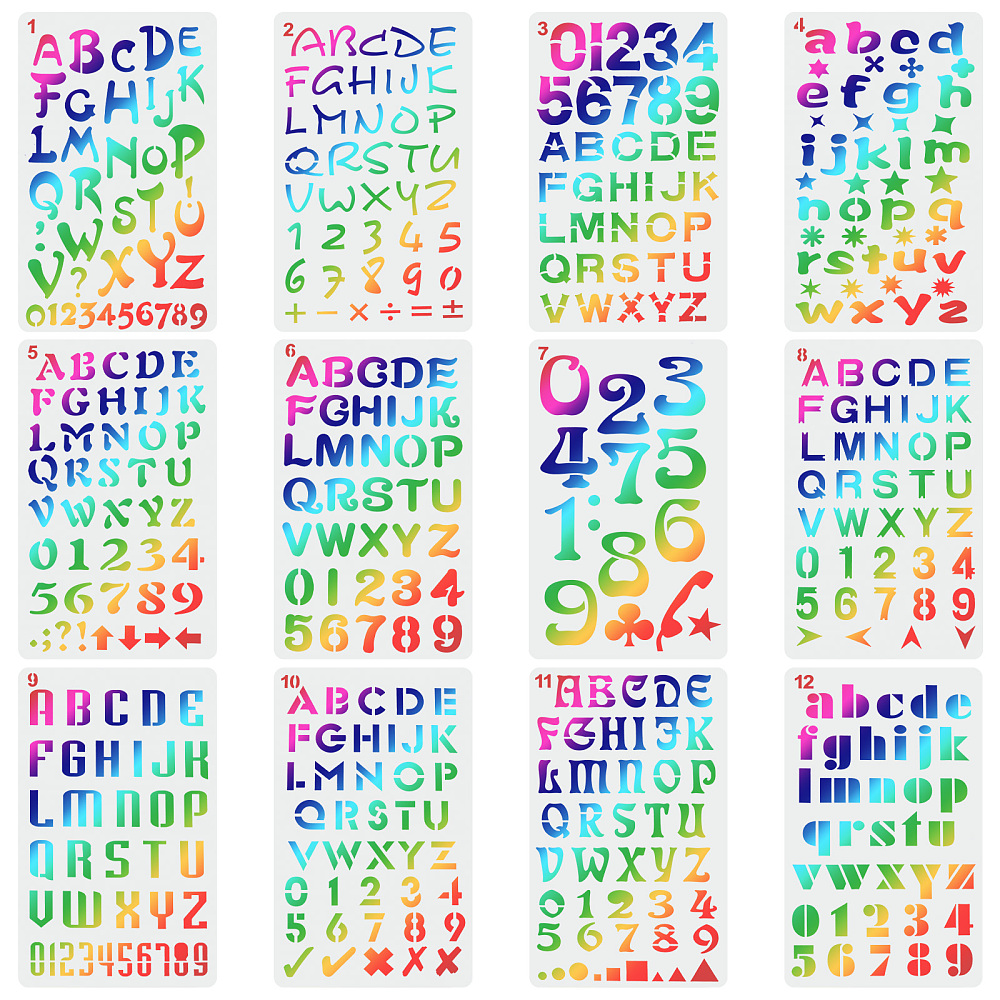 [AJEW-WH0165-23] Pochoir alphabet et chiffres, 178x105x0.2mm, modèle au choix