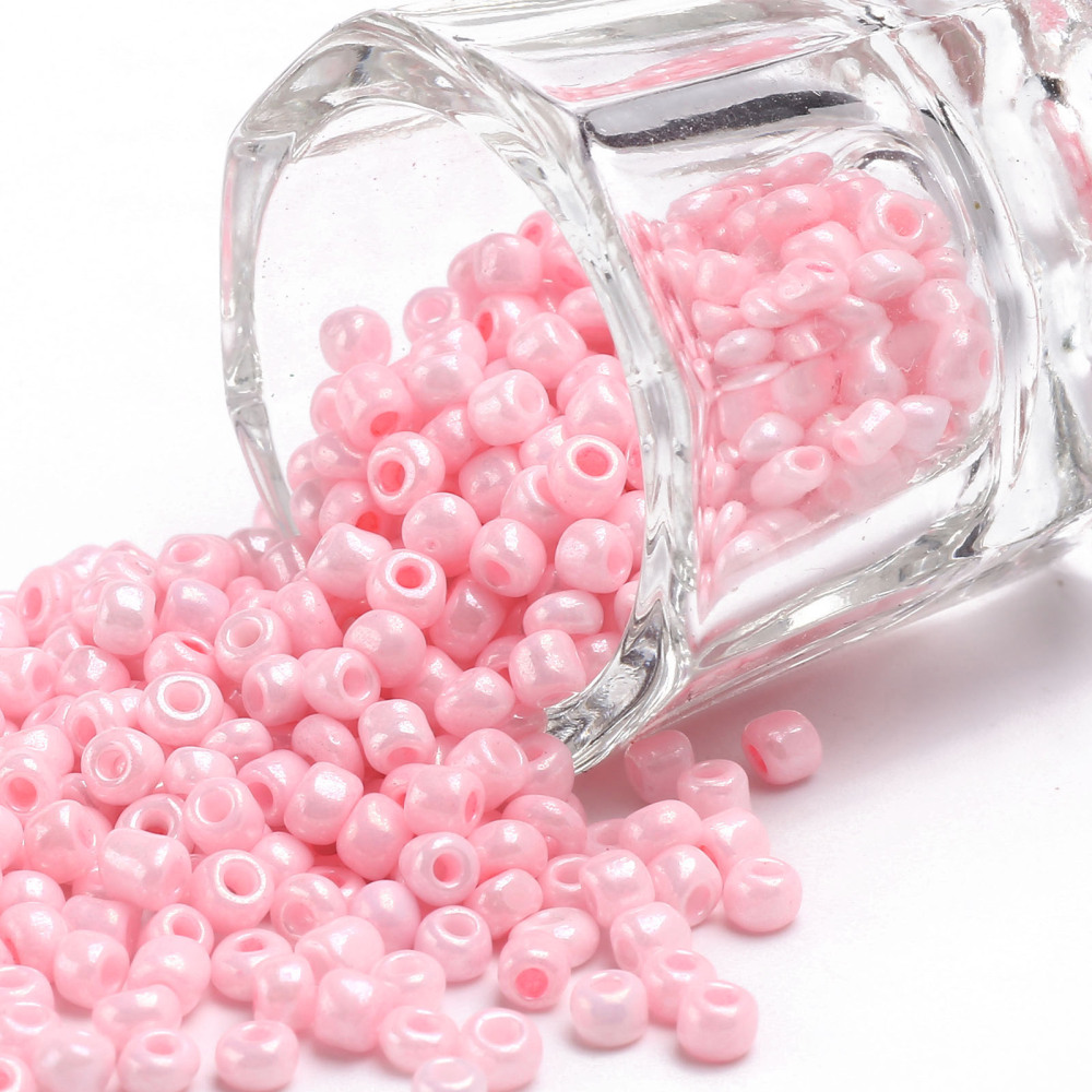 [SEED-C019-2mm-55] Perles de rocaille OPAQUES, TAILLE 2mm, trou 1mm, ROSE CLAIR NACRÉ, sachet 12 gr.