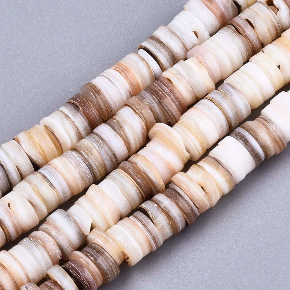 [SHEL-N026-94A-01] Perle en nacre naturelle, disque heishi, 6x0,5mm, trou 1mm, l'unité