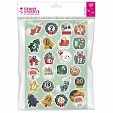 [171476] Stickers autocollants calendrier de l'avent, nombres 1 à 24, x 24 pièces