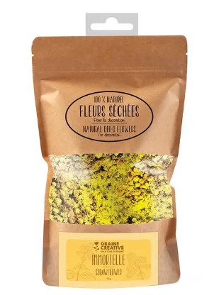 [200214] Fleurs séchées 100% naturelles pour la décoration, "immortelle", 15g