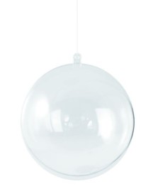 Boule en plastique cristal, 2 parties, diamètre 10cm