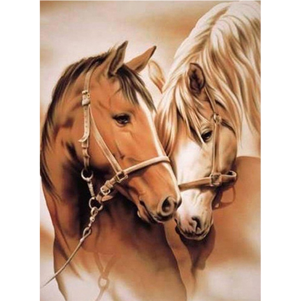 Kit complet de diamond painting, chevaux, 30x20cm, à l'unité