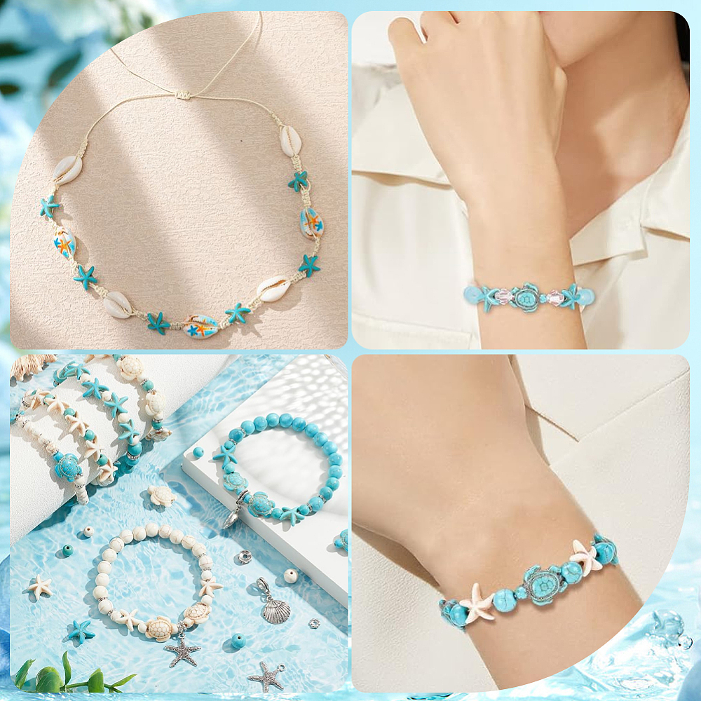 Kit perles pierres, pendentifs et coquillages, env. 200 pièces, unité