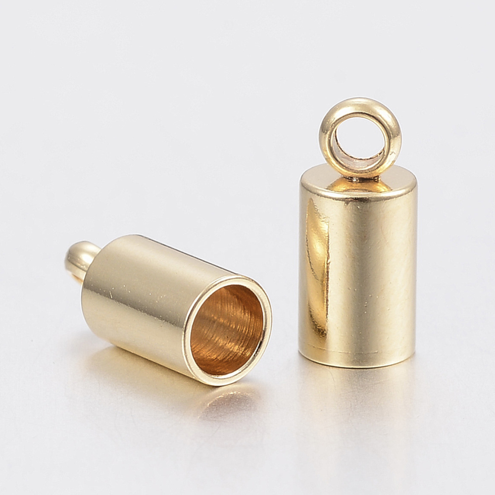 [X-STAS-H436-13C] Embout de cordon, INOX doré, 10x5mm, trou 1,5mm, diam intérieur 4mm