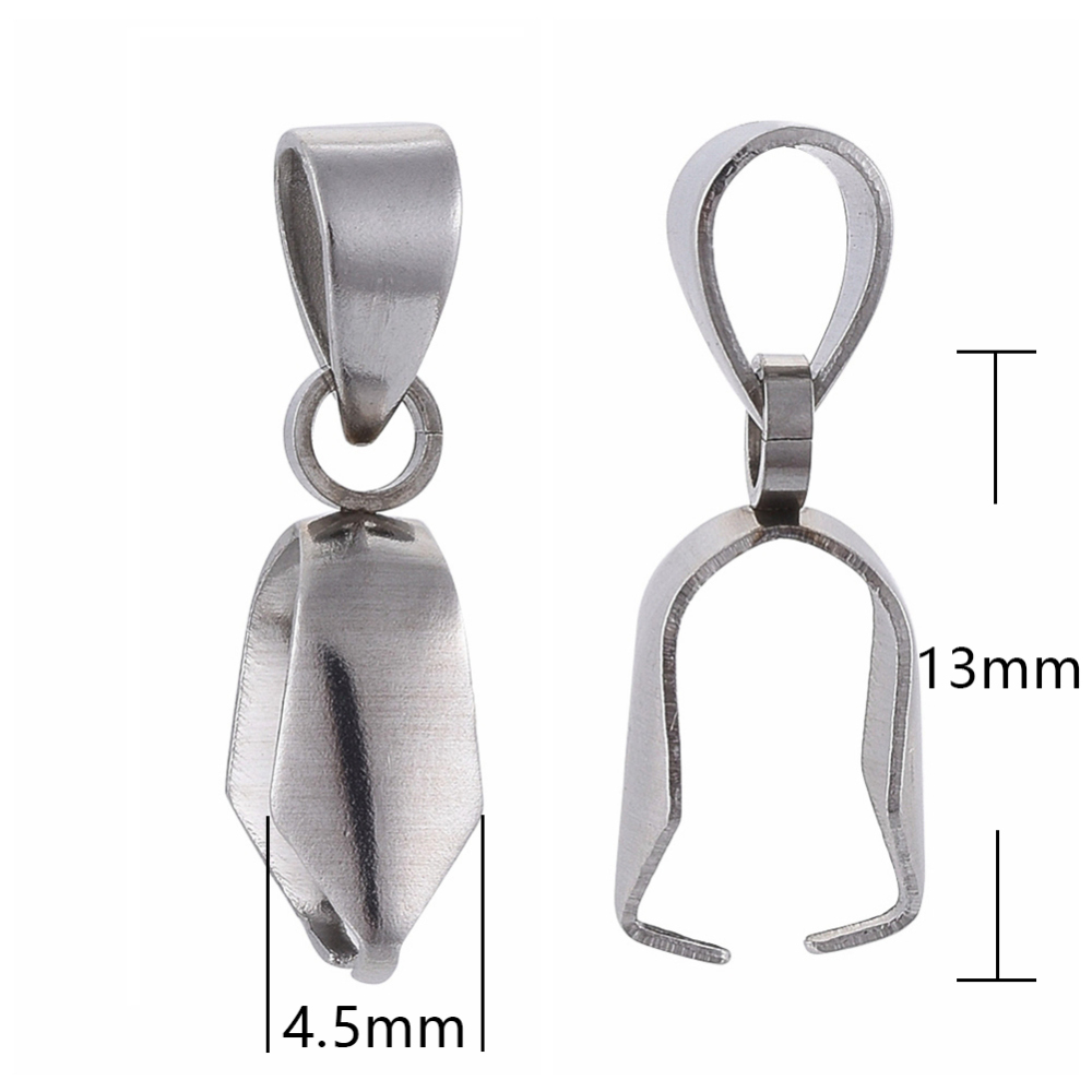 [X-STAS-Q182-01] Bélière INOX argenté avec passant,13x12x4,5mm, trou 4mm