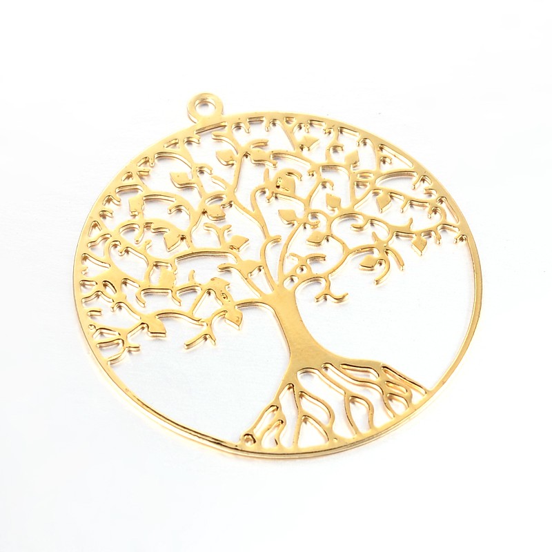 [KK-M171-01G] Pendentif en laiton doré, arbre de vie, 39x36x0,6mm, Trou: 2mm, unité