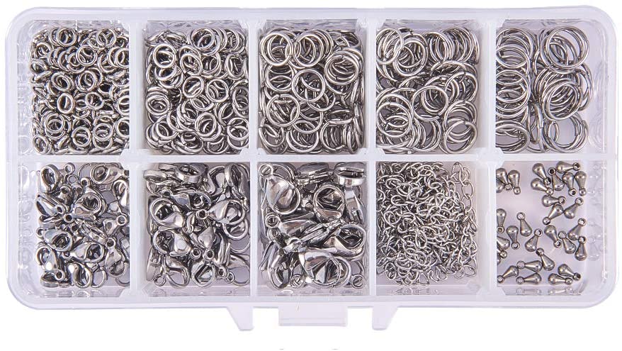 [STAS-PH0018-03] Kit de fabrication de bijoux, anneaux et fermoirs INOX, couleur inox, unité