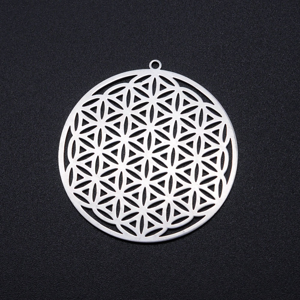 [STAS-T049-T697-1] Pendentif fleur de vie, INOX, 42x40x1mm, trou 1,6mm, unité