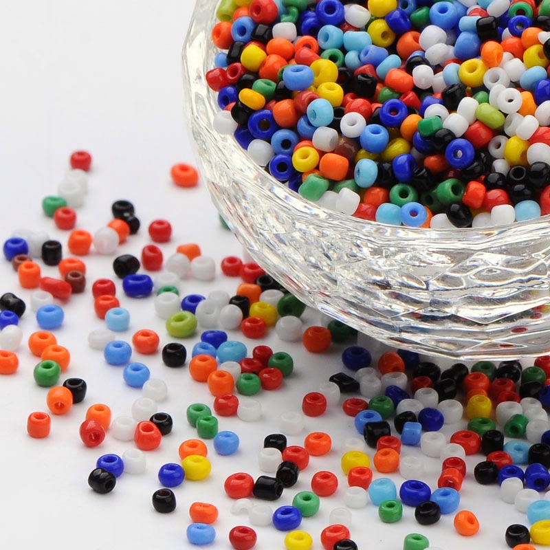 Perles de rocaille OPAQUES, TAILLE 2mm, trou 1mm, MULTICOLOR, sachet 12 gr.