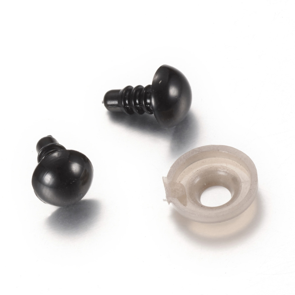 Yeux de sécurité en plastique noir, 6mm, la paire