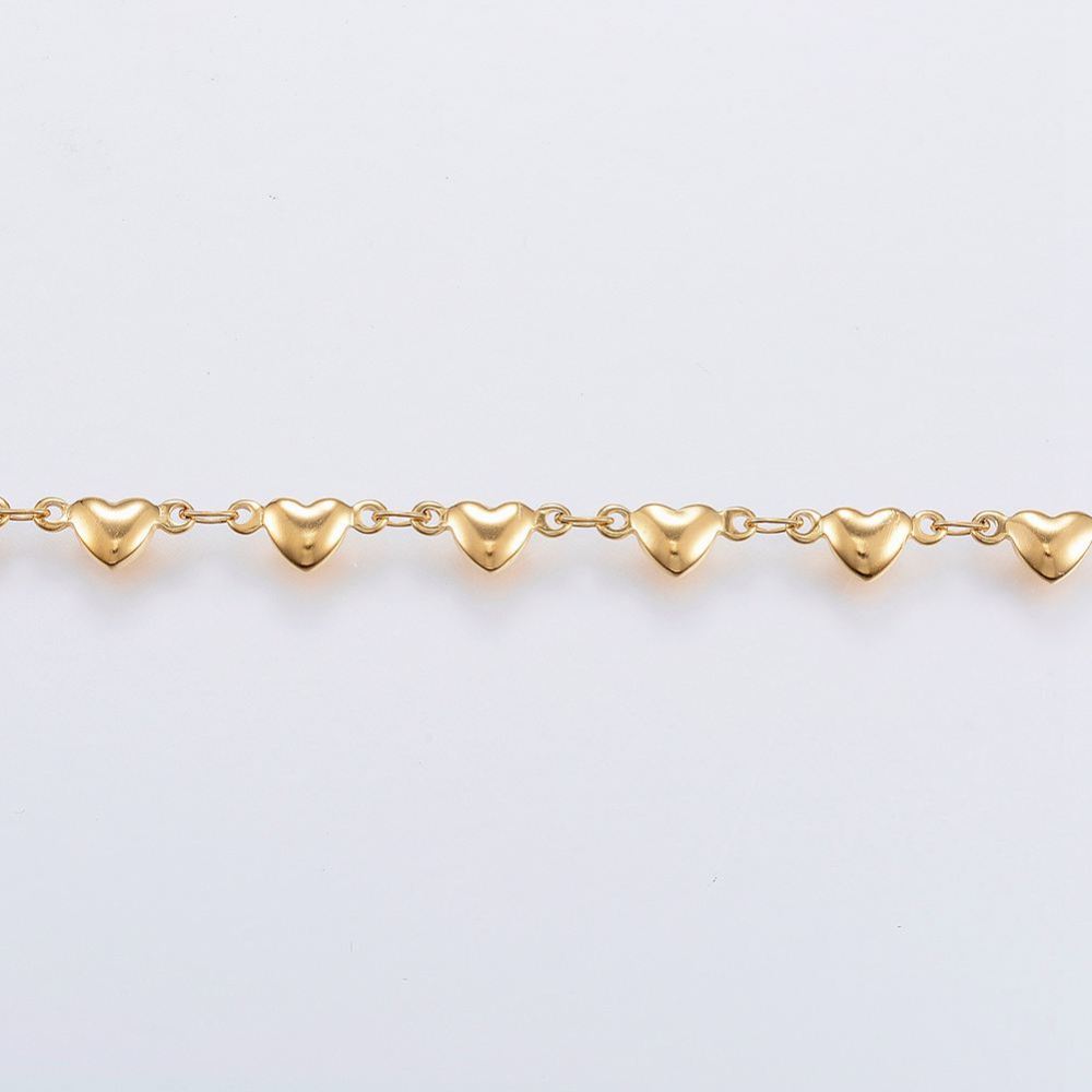 [STAS-G038-05G] Chaîne en INOX doré, placage ionique, chaîne maillons coeurs, 10x5x2mm, au mètre
