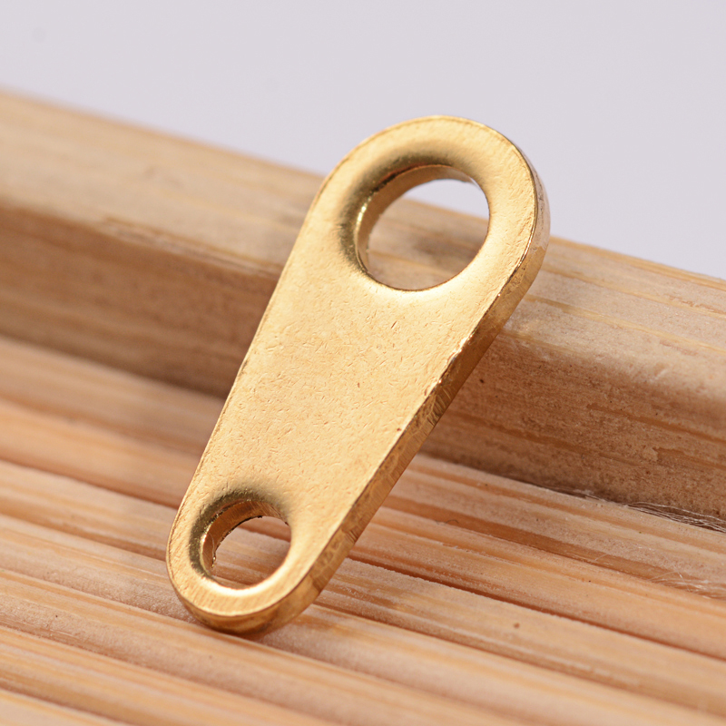 [STAS-L159-09G] Attache pour fermoir INOX doré, placage ionique, 12,5x5,5x1mm, trou 2mm et 3mm