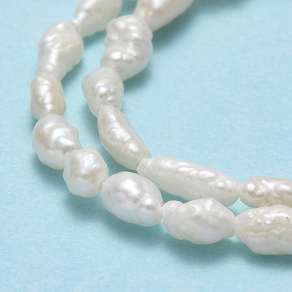 Perle de Culture d'eau douce, naturelle, blanche, 4~6x2,5~3,2mm, trou 0,5mm