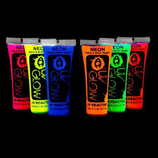 Tube de maquillage fluo UV visage et corps, 25ml pack de 24 tubes