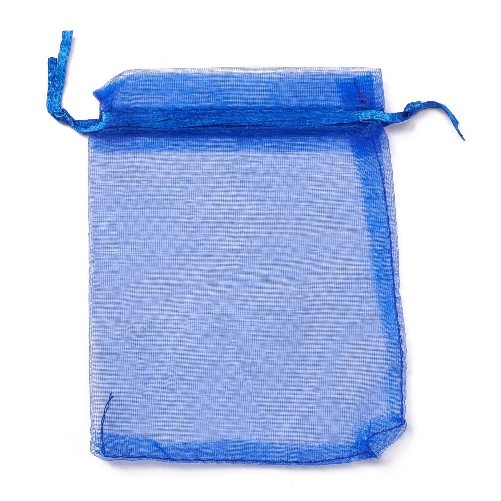 Pochette cadeau en organza, bleue marine, 12x9 cm