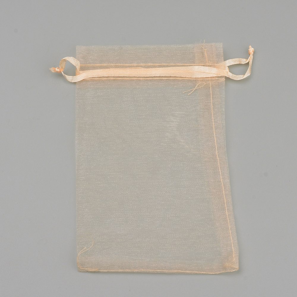 Pochette cadeau en organza, saumon clair, 12x9 cm