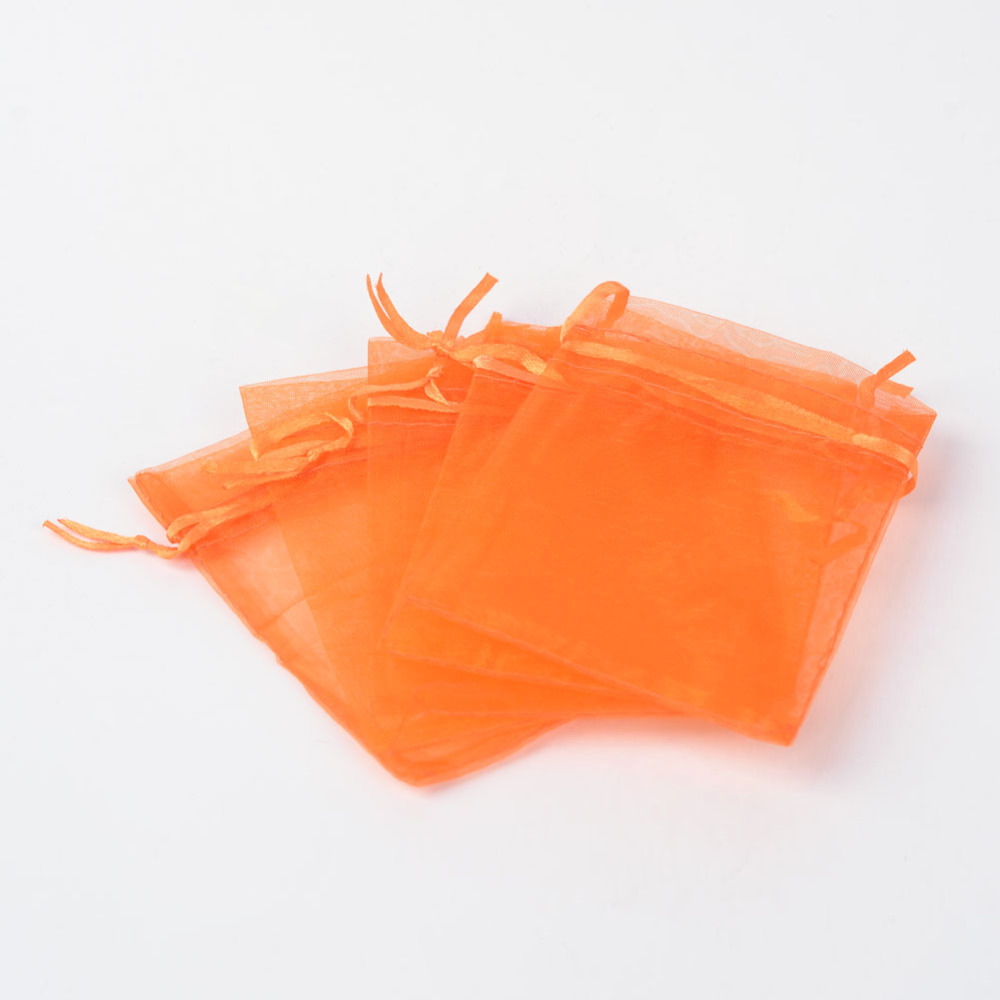 [OP-R016-9x12cm-14] Pochette cadeau en organza, orange, 12x9 cm