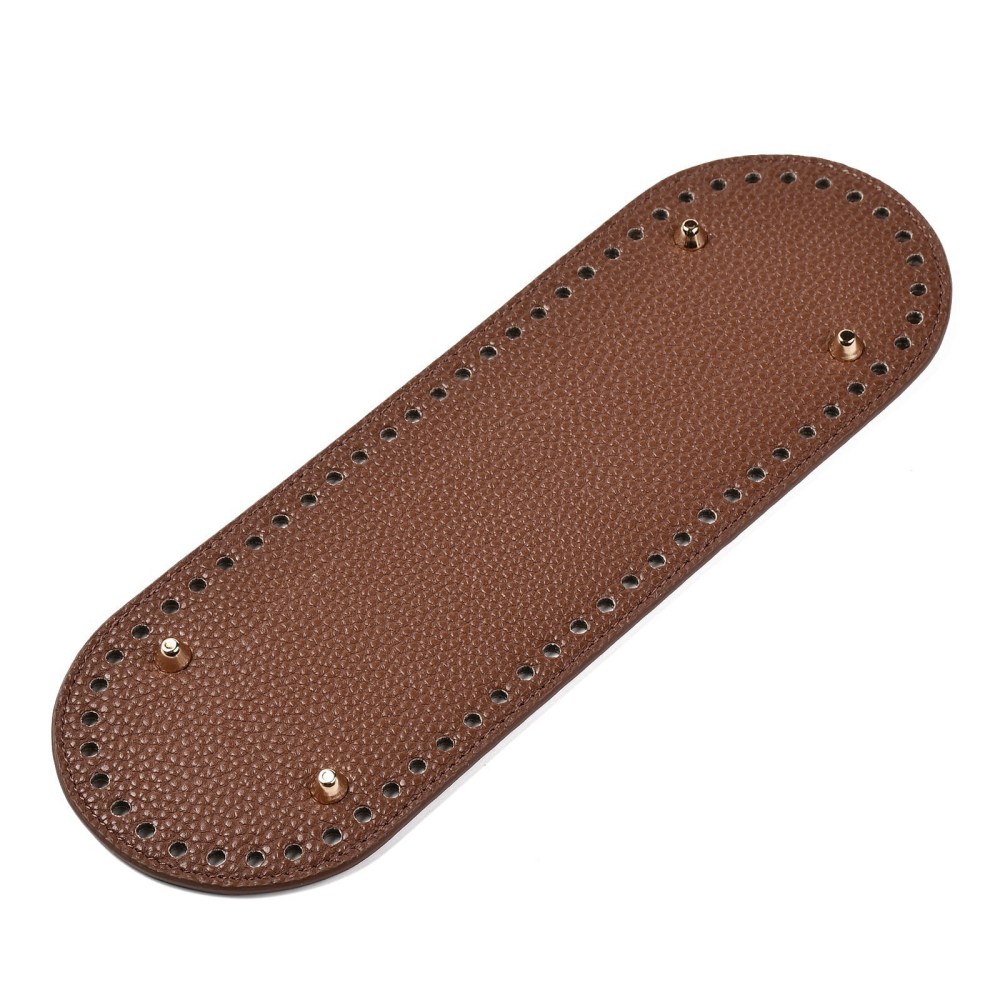 Fond de sac en simili cuir marron, ovale, 30x10cm, trous: 0,5 cm