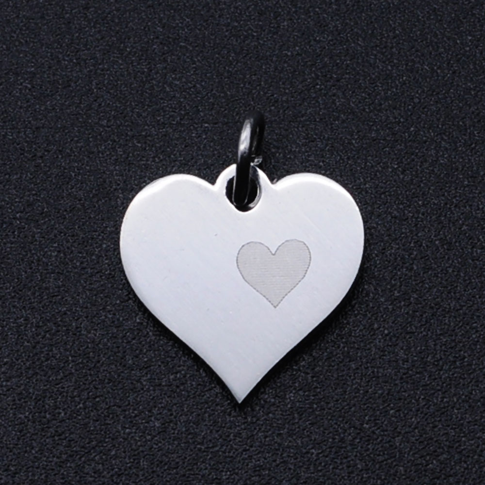 [STAS-T049-T678-1] Pendentif INOX argenté, coeur, 13x13x1mm, anneau 3mm