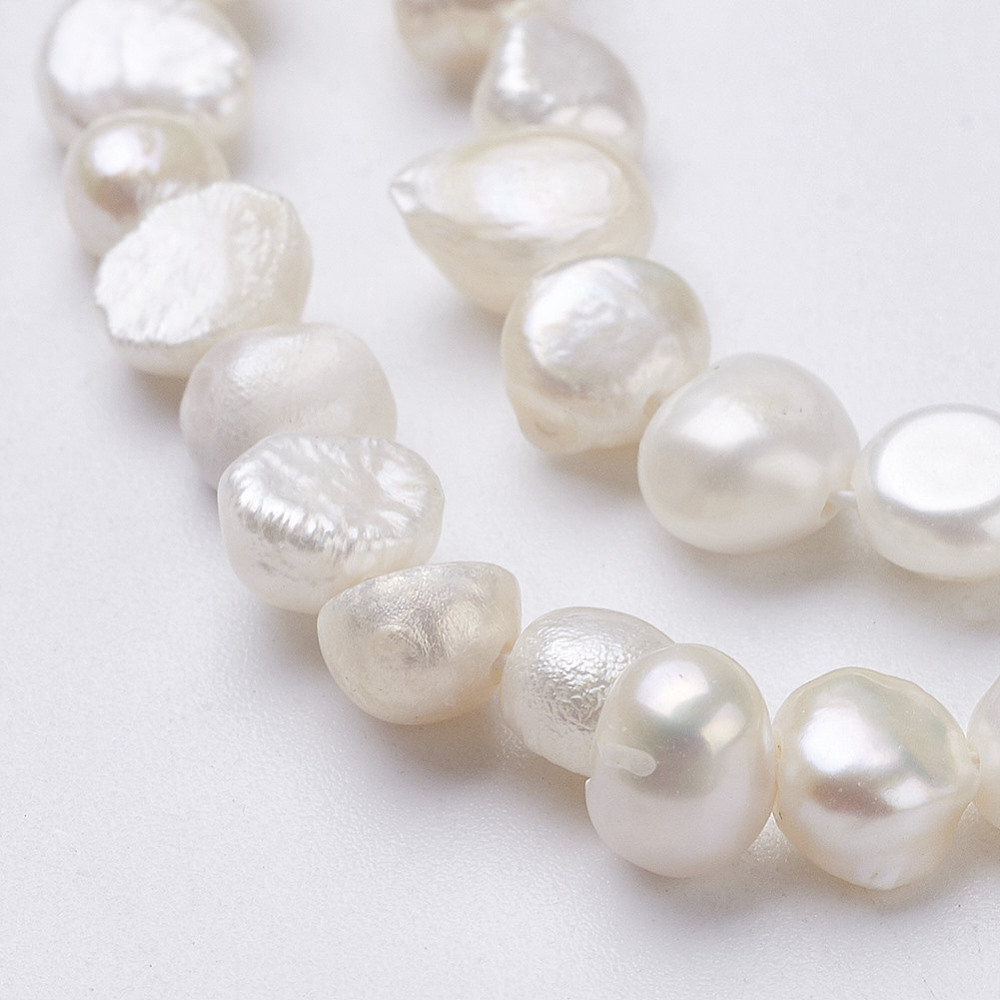 Perle d'eau douce naturelle blanche, 6~9x5~6x3~4mm, Trou: 0.5mm, unité