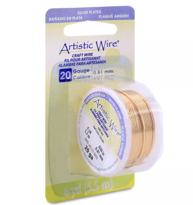 Fil de cuivre Artistic Wire, plaqué argent, couleur doré, anti ternissement, diam 0.81mm, 5.5m