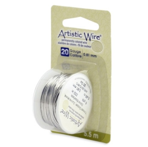 Fil de cuivre étamé Artistic Wire, couleur argent, anti ternissement, diam 0.81mm, 5.5m