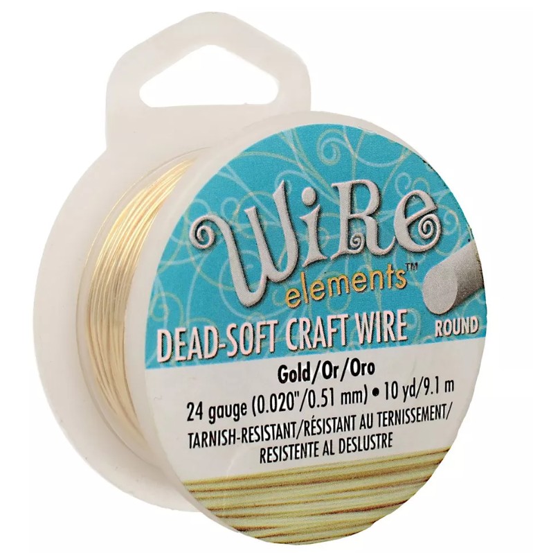Fil de cuivre Craft Wire souple, doré anti-ternissement, diam 0.51mm, 9.1m