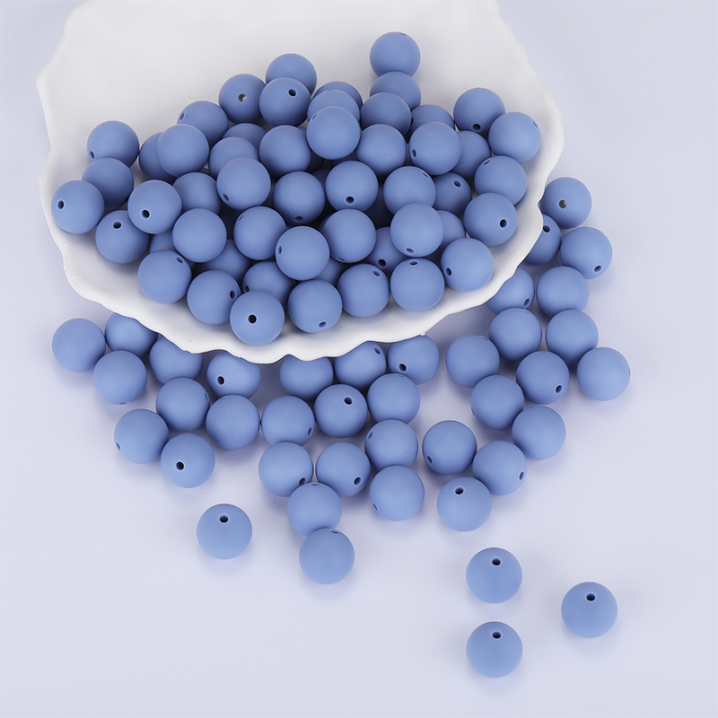[SI-JX0046A-49] Perle en silicone pour attache tétine, ronde lisse, aqua, diam 15mm, trou 2mm x 100 unités