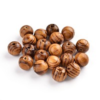 Perle en bois ronde burlywood naturelle non teintée, diam 8mm, trou 2,5mm, à l'unité